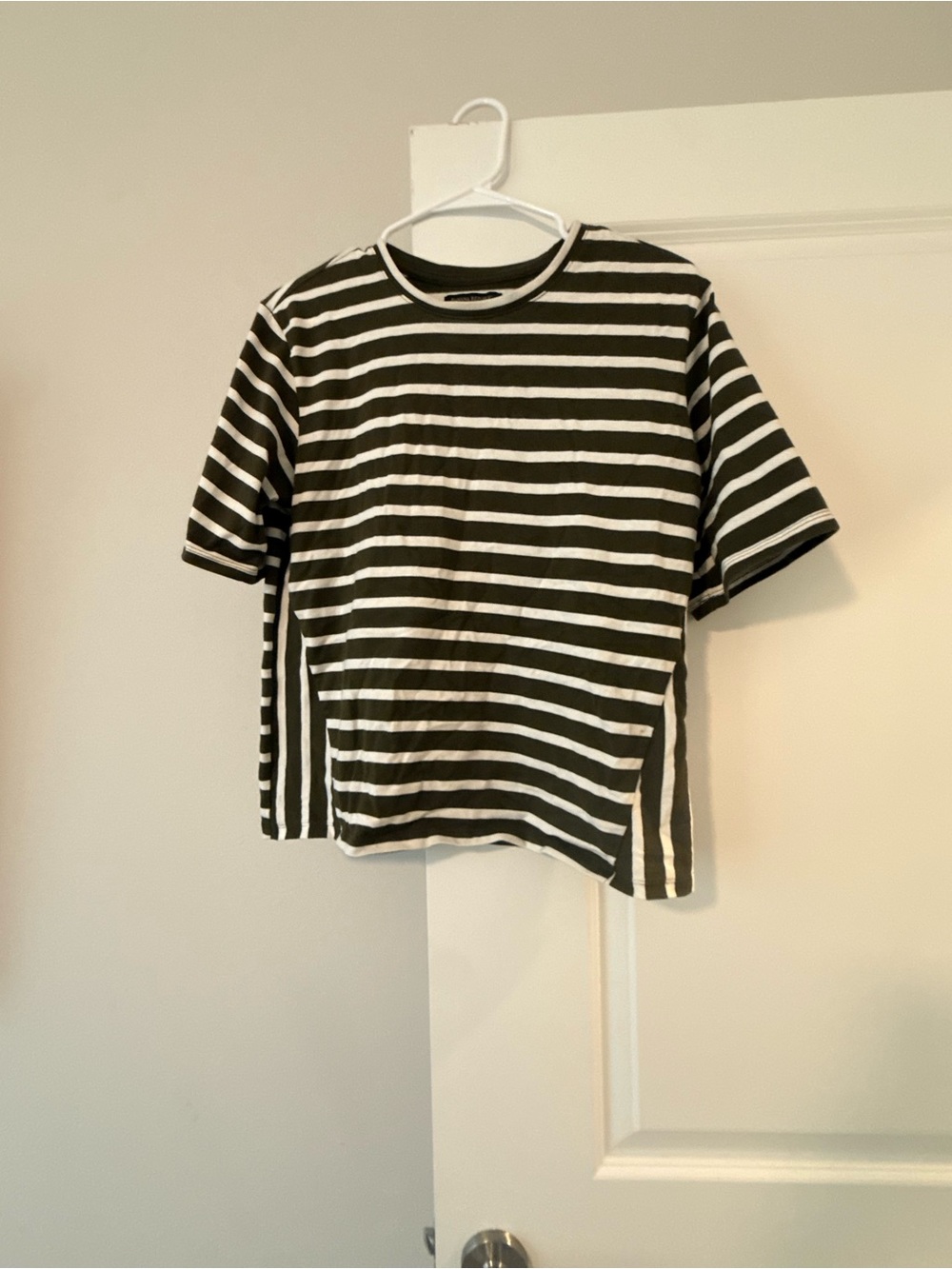 Banana Republic Black and White Striped Short Sleeve Tee
